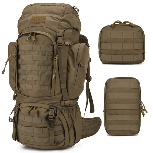 Mardingtop 60L Tactical Hiking Internal Frame Backpack With Rain Cover and Molle Pouches Set [M6226+M6401+M6403]