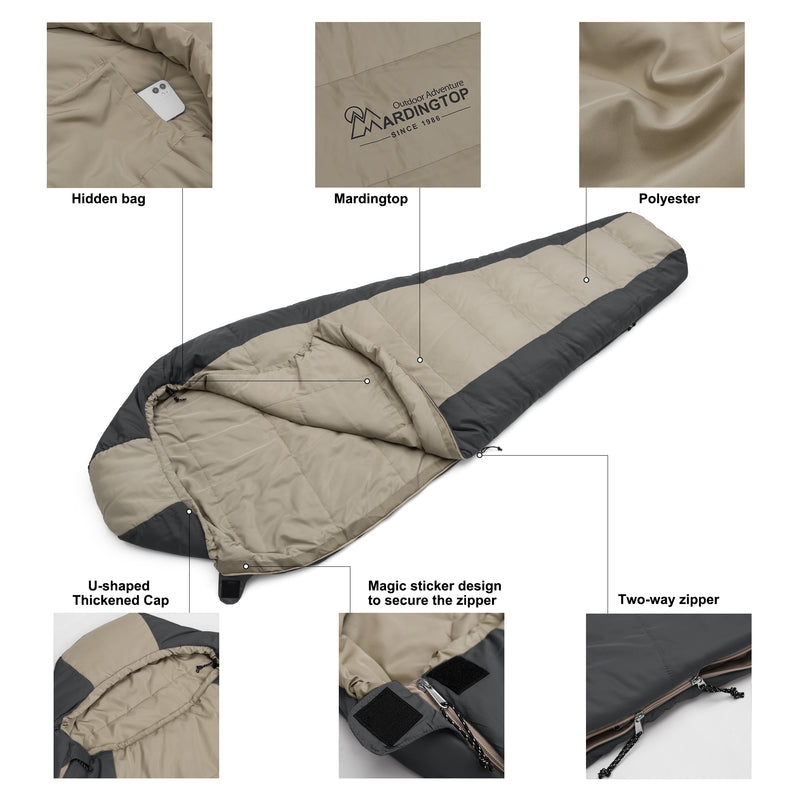 [ZSMMSD-240] Mardingtop Lightweight Mummy Sleeping Bag with Compression Sack for Adults Kids, Greats for Camping, Traveling, Camping, Backpacking and Hiking
