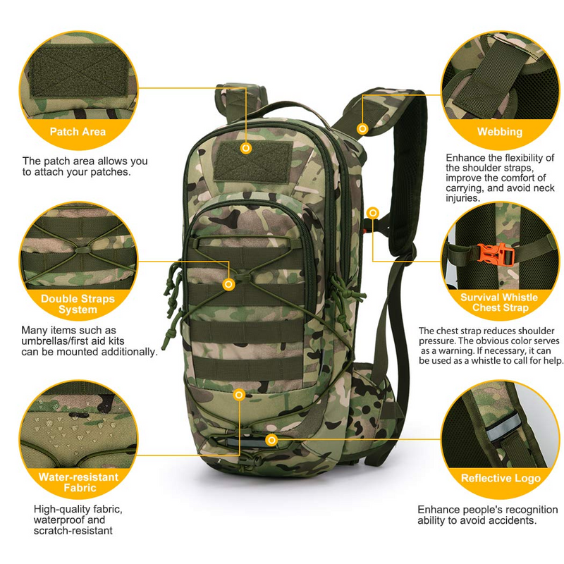 [M6422] Mardingtop Hydration Backpack, Cycling and Climbing.7.9L Molle  Motorcycle Backpack