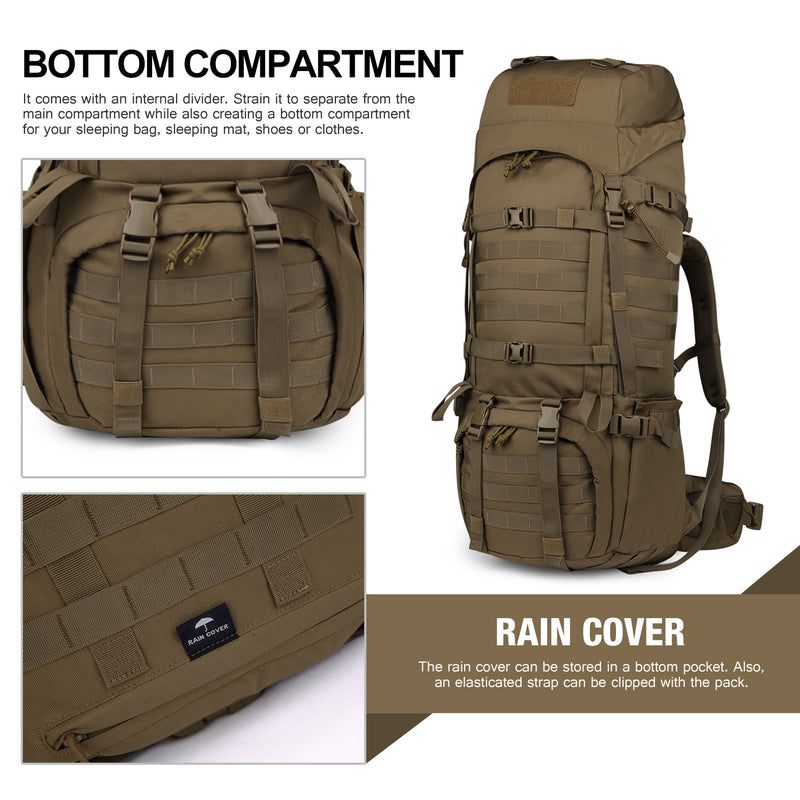 [M6105] Mardingtop 65L Molle Hiking Internal Frame Backpacks with Rain Cover