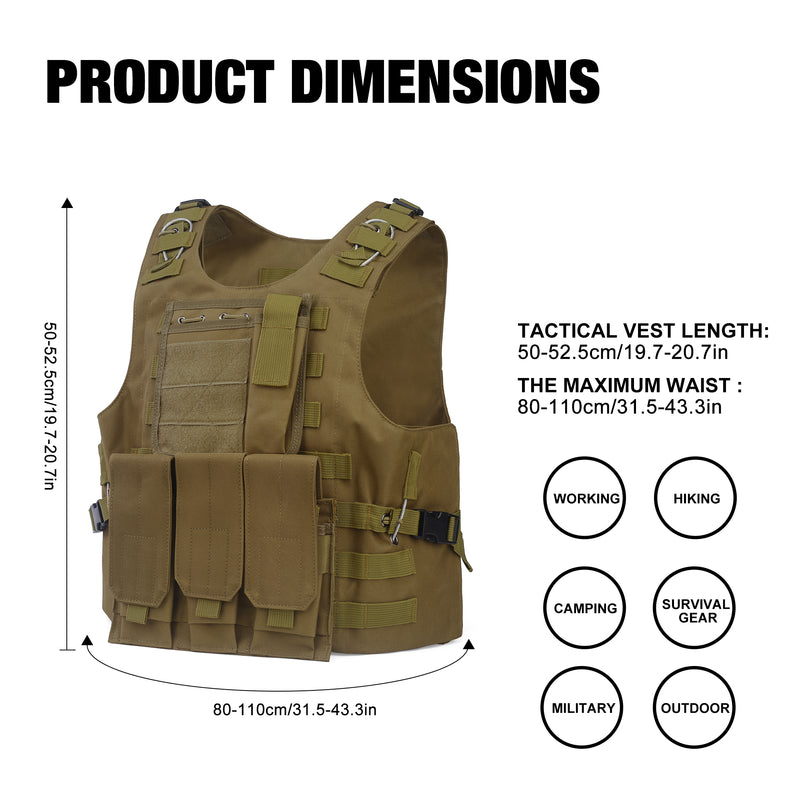 [ZSBX042] Mardingtop Army Tactical Vest, Adjustable Airsoft Plate Vest for Men and Women